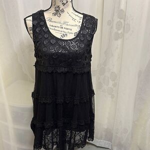Elegant Black Lace Midi Dress